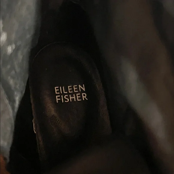 Eileen Fisher Black Leather Combat Boots - Picture 8 of 12